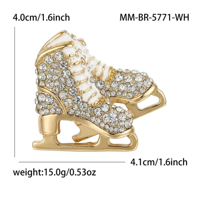 Ice Skating Brooch with Rhinestones | Yaxa sancaqları