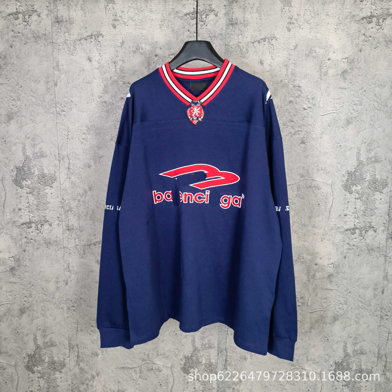Correct Version Paris B 2025Fw New Manchester United Football Series Logo Embroidered V Neck Long-Sleeved T-Shirt Jersey