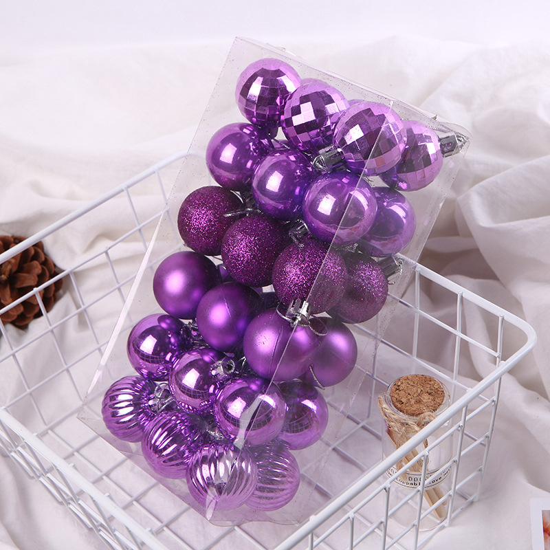 Bolas galvanizadas de plástico 4cm36pcs mini colgante de Navidad artículos navideños coloridos bolas de decoración accesorios de día de San Valentín