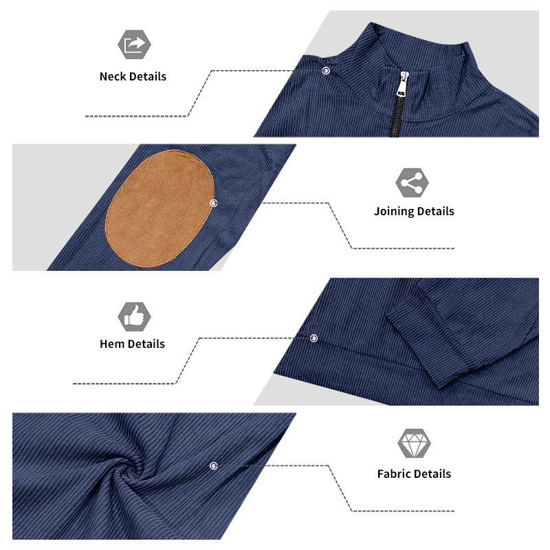 Men's Clothing Men's Corduroy Zip Up Sweatshirt Set Outdoor Loose Fitting Workwear Commuter Style Spring Autumn_viptrois.com