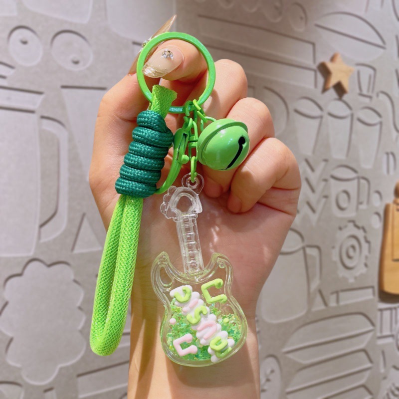 アクリル小さなギター流砂ボトル発光キーホルダーオイルペンダントカップルキーホルダーペンダント小さなギフト卸売|undefined