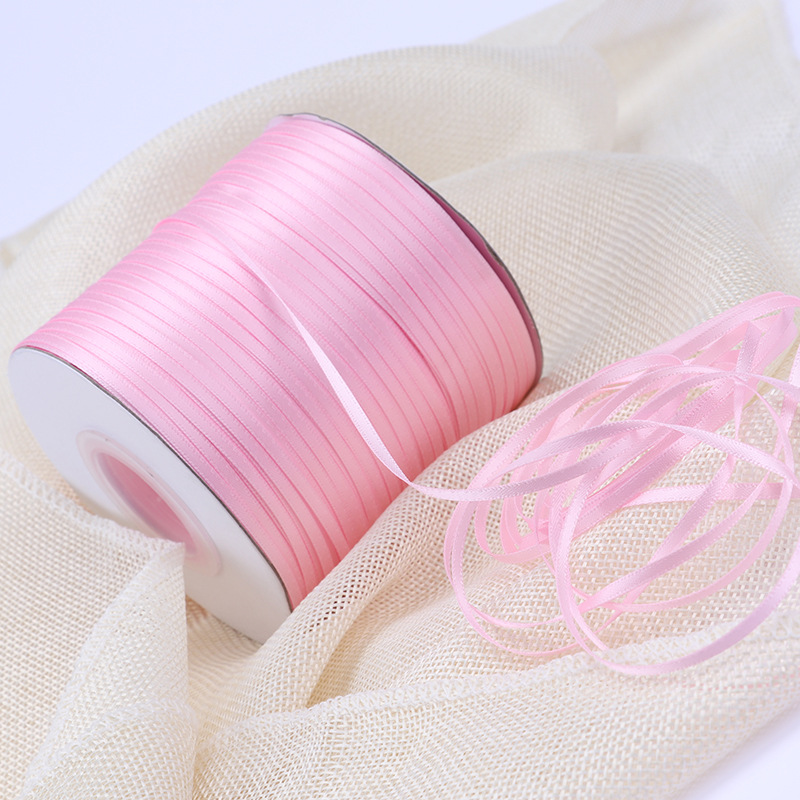 3mm de doble cara cinta de poliéster arco DIY cinta globo cuerda etiqueta grano embalaje fino cinta ropa satén