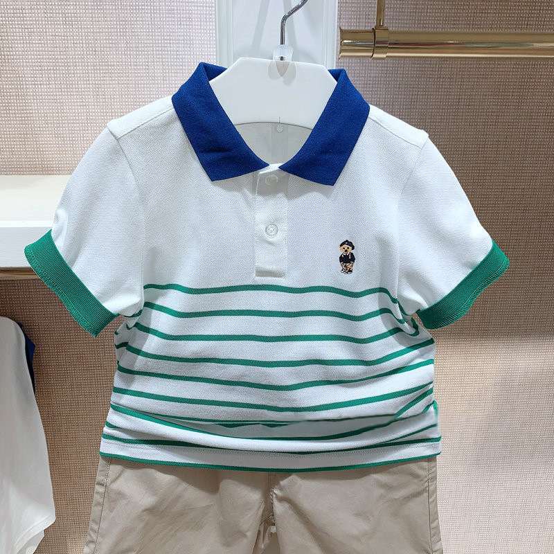 New summer casual polo shirts for boys, suitable for medium and large children, short-sleeved t-shirts with collars