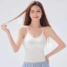 申江夏季爆款纯欲甜辣设计感吊带背心带胸垫内搭紧身小上衣背心式
