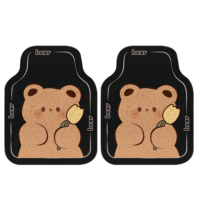 Car Carpet: Single Piece High-End Car Interior - colored-silk-circle-cute-bear-top-2
