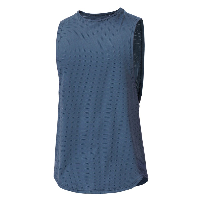 Chaleco transfronterizo de Europa y América malla de material de nylon de los hombres deportes gimnasio chaleco cuello redondo sin mangas en stock suministro