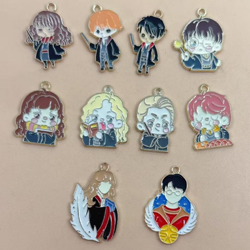 Harry Magic Academy Cartoon Character Earrings Keychain Clothing Pendant DIY Alloy Jewelry Accessories