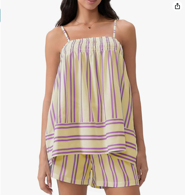 409g Weight Sleeveless Sleeve Length Polyester Fabric Type Shorts Co-ord Set Sets Type 2 Pieces Set Quantity Holiday Occasion Strap Neckline Loose Fit Type Stripe Pattern Summer Season Women's Gender Printing, Pocket Design Streetwear Style Holiday Women's Streetwear Stripe Polyester Printing Pocket Shorts Co-ord Set Shorts Sets 19