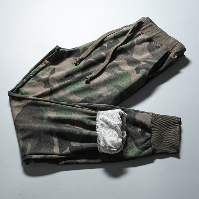 Washed Cotton! Foreign Trade Surplus Autumn Men's Knitted Terry Camouflage Sports Fashion Casual Jogger Pants