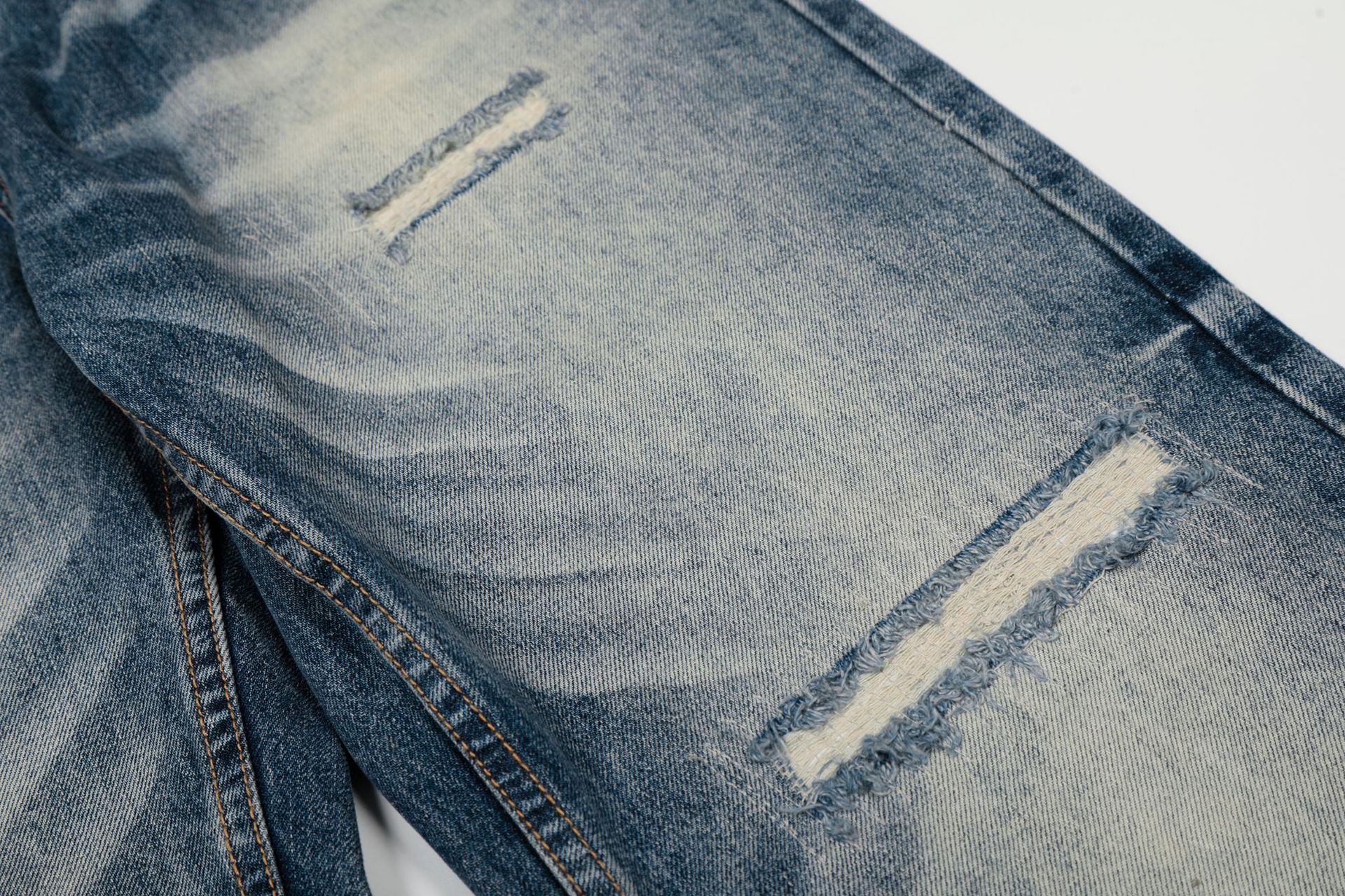 Men's High Street Style Jeans Loose Fit Retro Denim Whisker Texture Washed Feel_viptrois.com