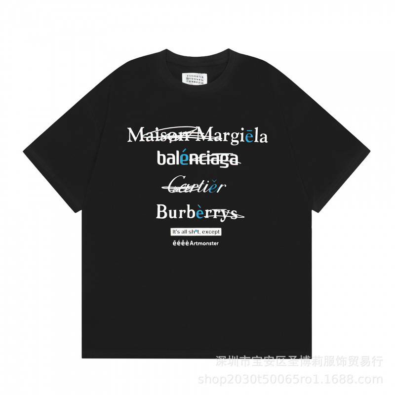クロスボーダー メゾン マルジェラ マルジェラ デジタル プリント MM6 ピュアコットン 高品質 メンズ Tシャツ レディース 半袖 トレンド|undefined