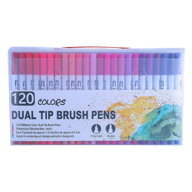 Comercio electrónico transfronterizo exclusivamente para juegos de bolígrafos de acuarela de dos cabezas lavables estudiantes suministros de arte papelería pintura bolígrafos de colores al por mayor