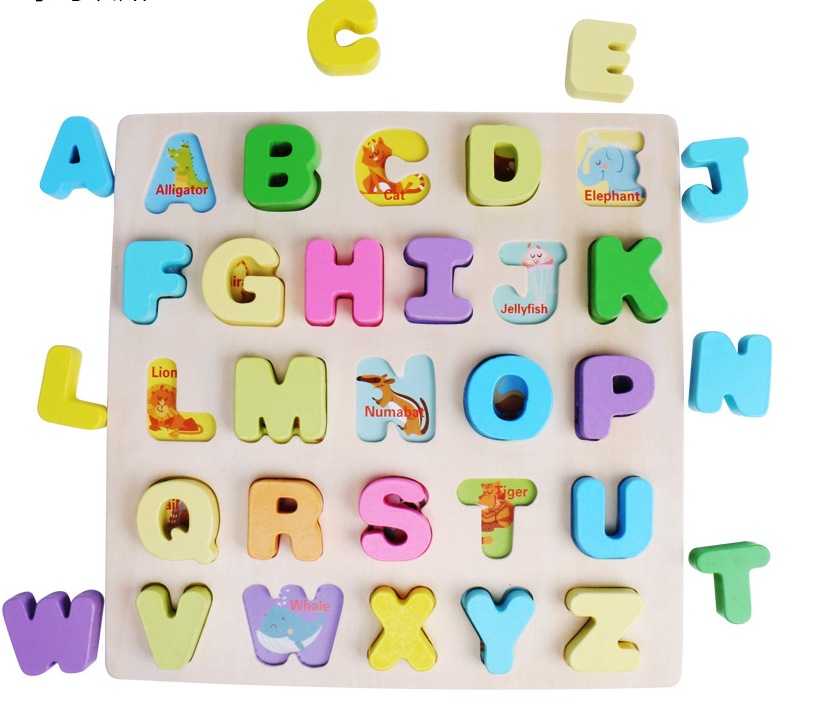 Rompecabezas de números para niños, bloques de construcción, educación temprana para niños, rompecabezas de formas de letras, desarrollo intelectual, juguetes educativos a juego de madera