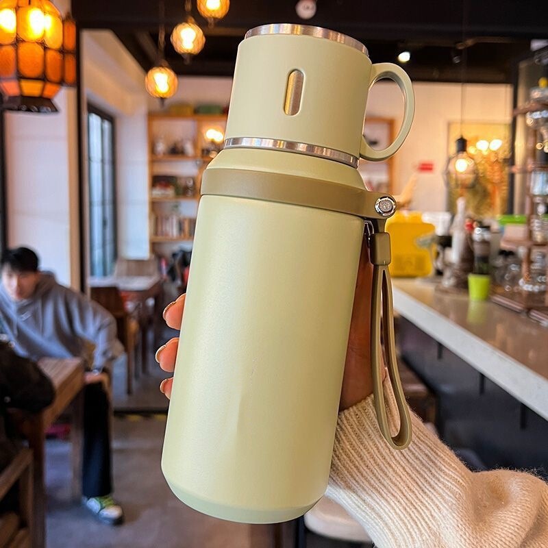 新しい 316 ステンレス鋼魔法瓶カップ厚みのあるシンプルな茶水分離大容量家庭用ウォーターカップポータブルケトル|undefined