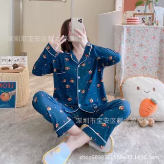 Foreign Trade Wholesale 东南亚睡衣女士长袖BTS卡通家居服泰国