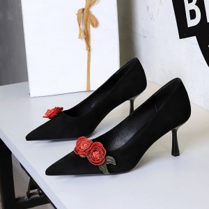 9517-H85 European and American style banquet high-heeled shoes for women, slim heels, suede, shallow mouthed, pointed fl