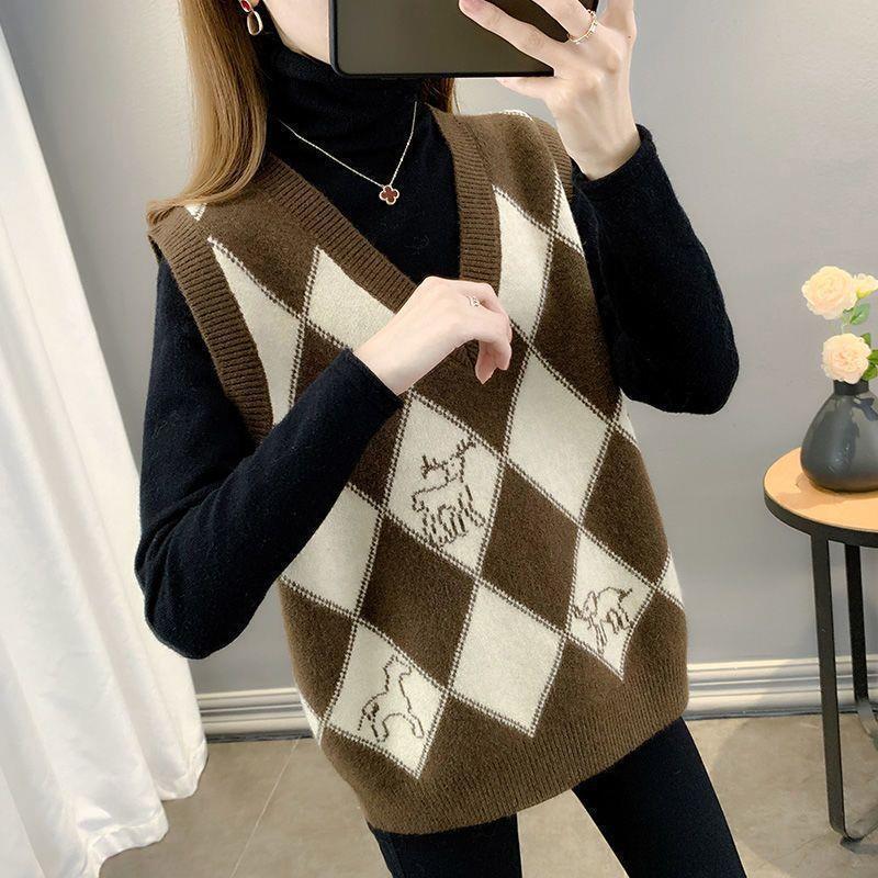 Cross-Border Supply - Accepting Orders - Affordable Sweaters, Vests, Collars, Women's Plaid Vests, Knitted