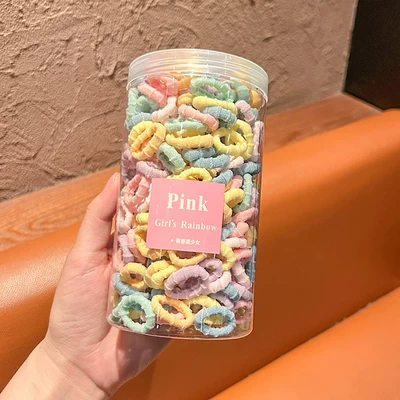 Children's Hair Ties That Don'T Damage Saç üçün rezinlər - macaron-color-200-pieces-per-jar