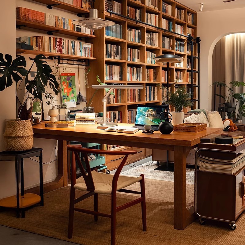 Escritorio de computadora de madera maciza, escritorio largo para sala de estar, escritorio de lectura y estudio, escritorio para el hogar, banco de trabajo, mesa para sala de estar