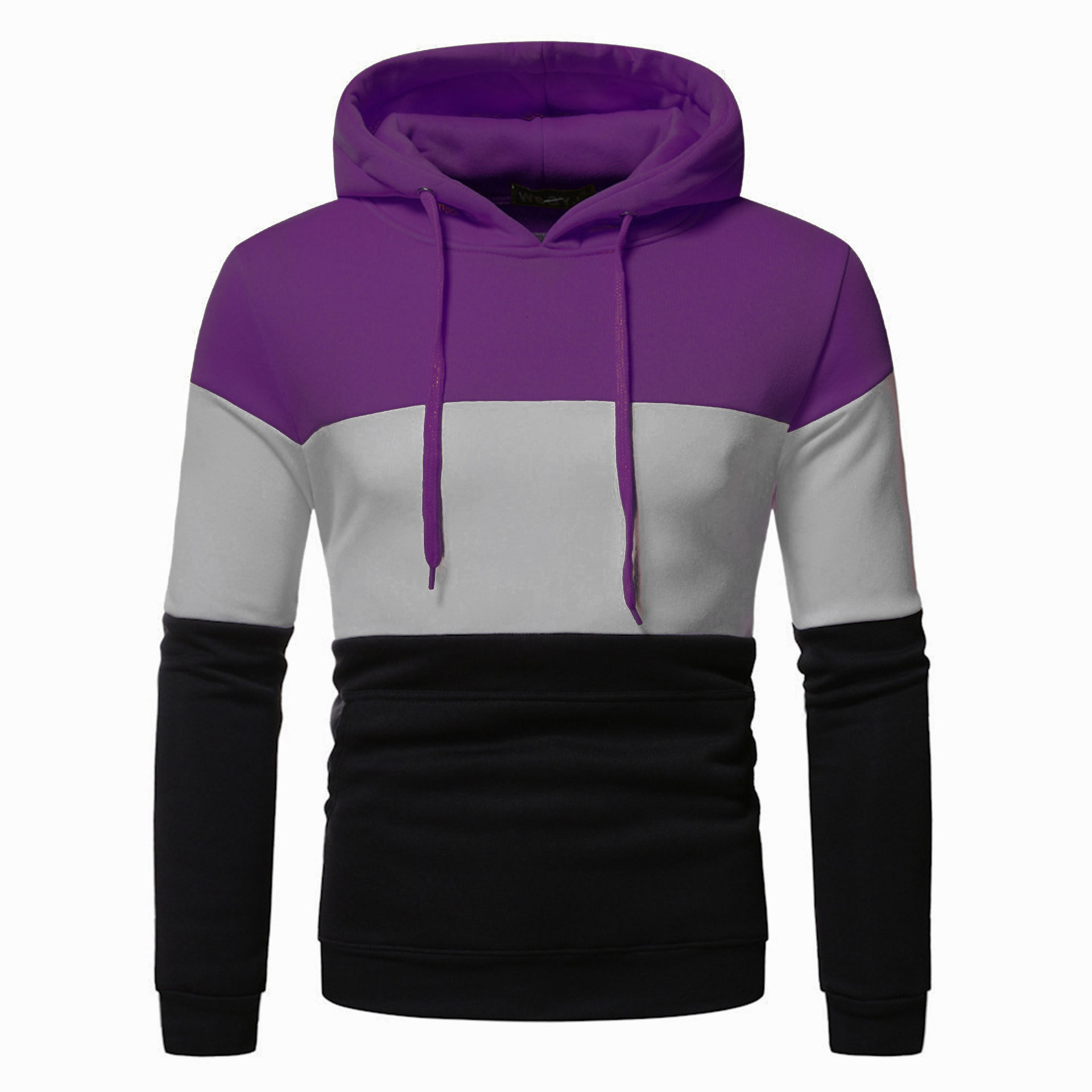 Men's hoodie, hooded winter fleece sweatshirt jacket, fashionable color blocked sweatshirt, casual top, sports shirt_voghion.com