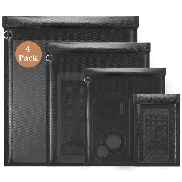 Cross-border Four-piece RFID Waterproof Fireproof Car Shielding Key Case Mobile Phone Tablet PC Signal Shielding Bag