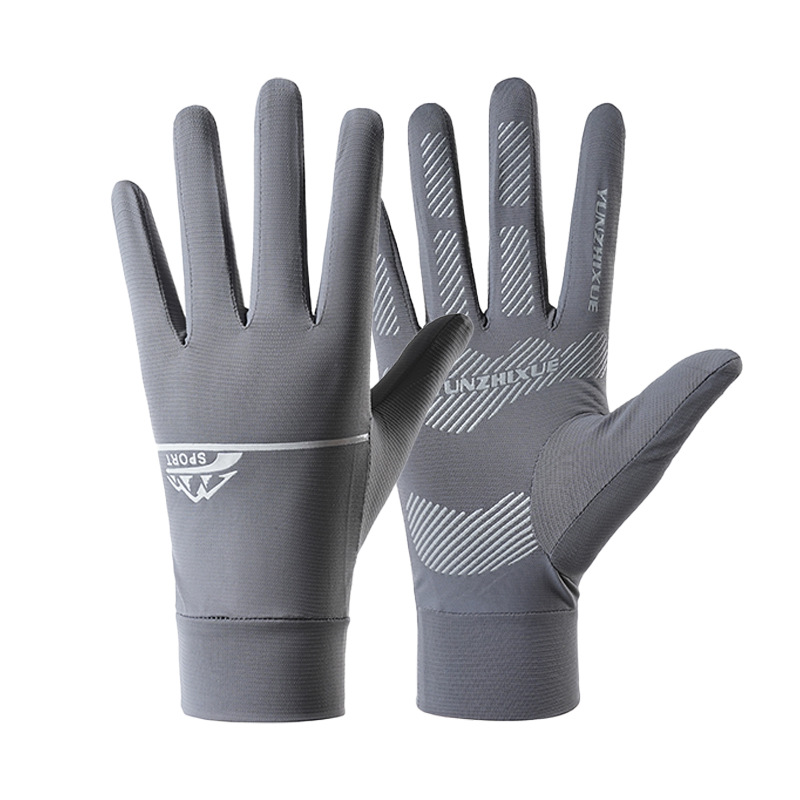 Guantes de seda de hielo, estilo fino transpirable de verano, protección UV, transpirable, antideslizante, deportes al aire libre, ciclismo, guantes de protección solar con dedos completos