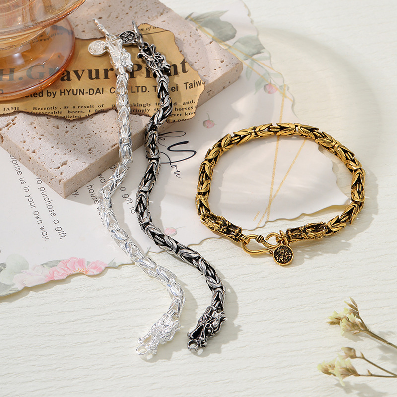 Yun Brocade cross-border ventas vintage pulsera de dragón hip hop personalidad masculina pulsera tótem hip hop punk fabricantes exclusivos