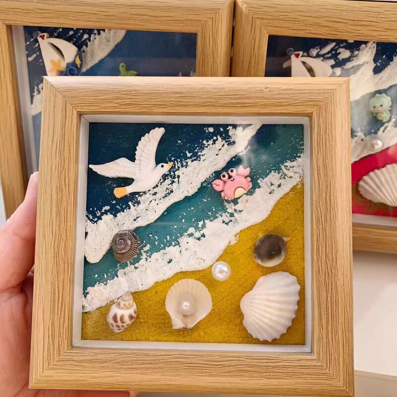 送料無料天然法螺貝塩漬け魚ナマコカニ標本フォトフレーム装飾品海辺クリエイティブギフト誕生日ギフト|undefined