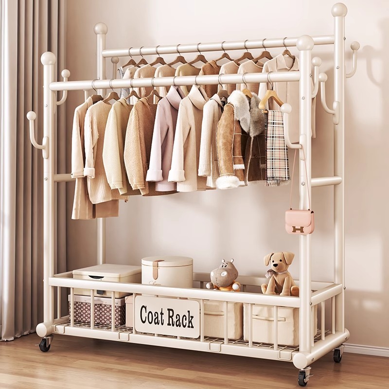 Clothes Drying Rack, Floor-Standing, for Home Use in the Bedroom, Movable Multi-Functional Clothes Rack, Indoor Simple Coat Rack