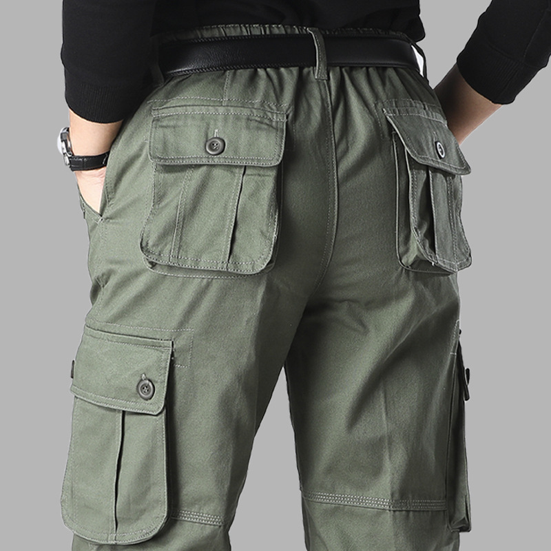 Comercio electrónico en el extranjero al por mayor pantalones casuales de los hombres fuertes resistentes al desgaste sueltos rectos multibolsillos sitio de construcción overoles DE TRABAJO