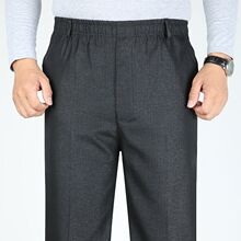 中老年人秋冬厚款高腰休闲裤加绒爸爸松紧腰裤子男60-70岁爷爷裤