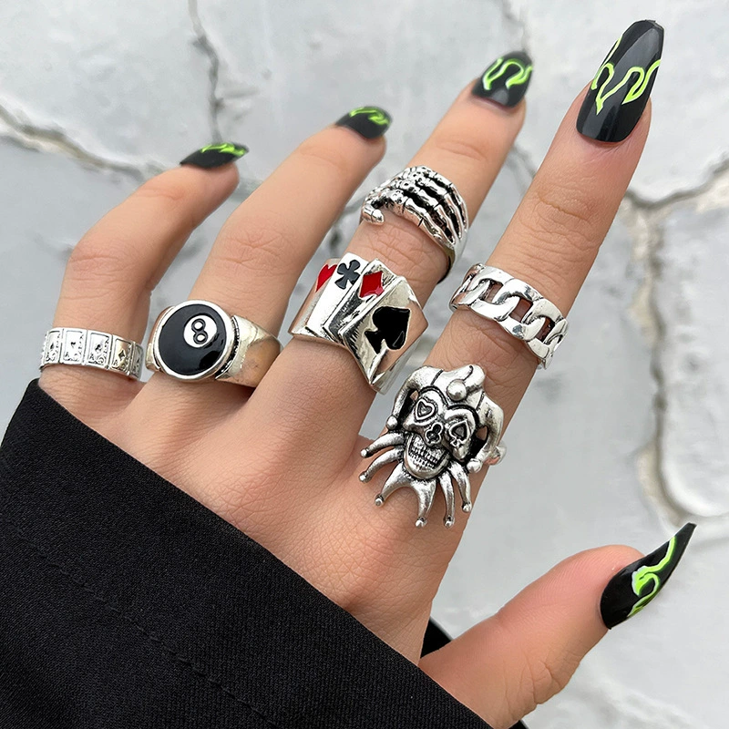 Ring Set for Playing Cards HJ0668-M, multi-style costume rings, compact 6×6×3 cm