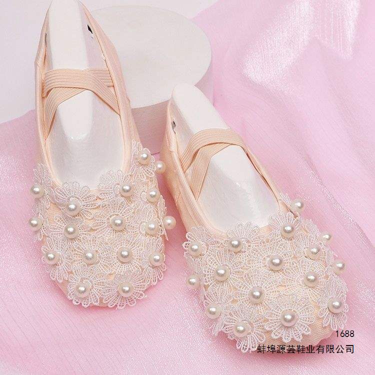Sweet and cute ballet dance shoes for little girls, Chinese dance shoes, non-slip, breathable, comes with a shoe bag, rabbit ears, pink