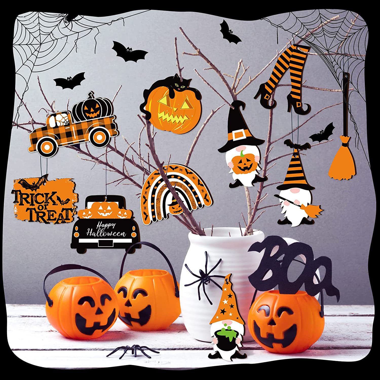 Nuevos productos transfronterizos decoraciones de Halloween enano calabaza camión colgante decoración de Halloween decoración del hogar