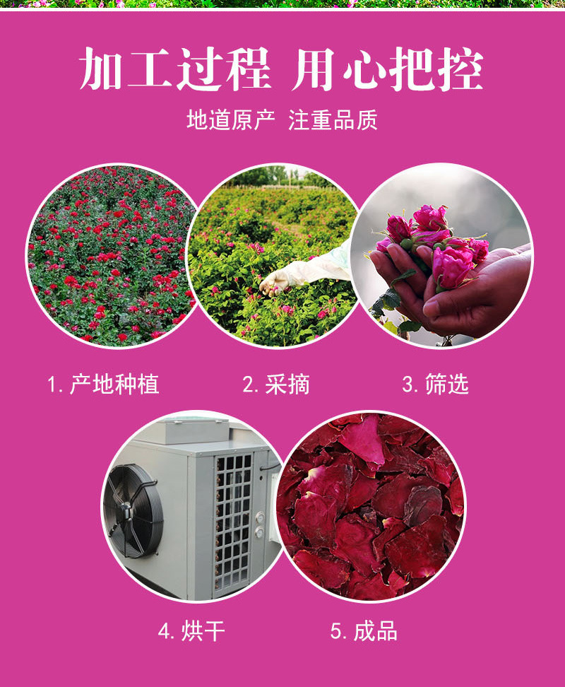 Mo Hong Rose Petals (Rosa spp.) — Edible Dried Rose Petals, Sulfur-Free, 500g Bulk preparation