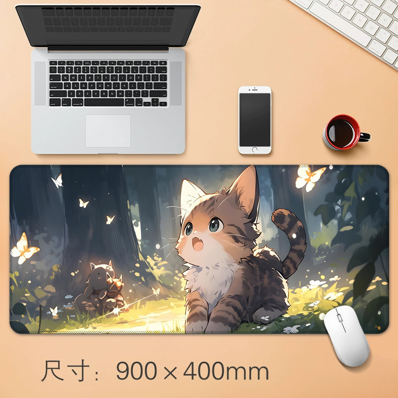 源头工厂直销大号鼠标垫创意动漫小猫办公桌垫防滑精密锁边鼠标垫|undefined