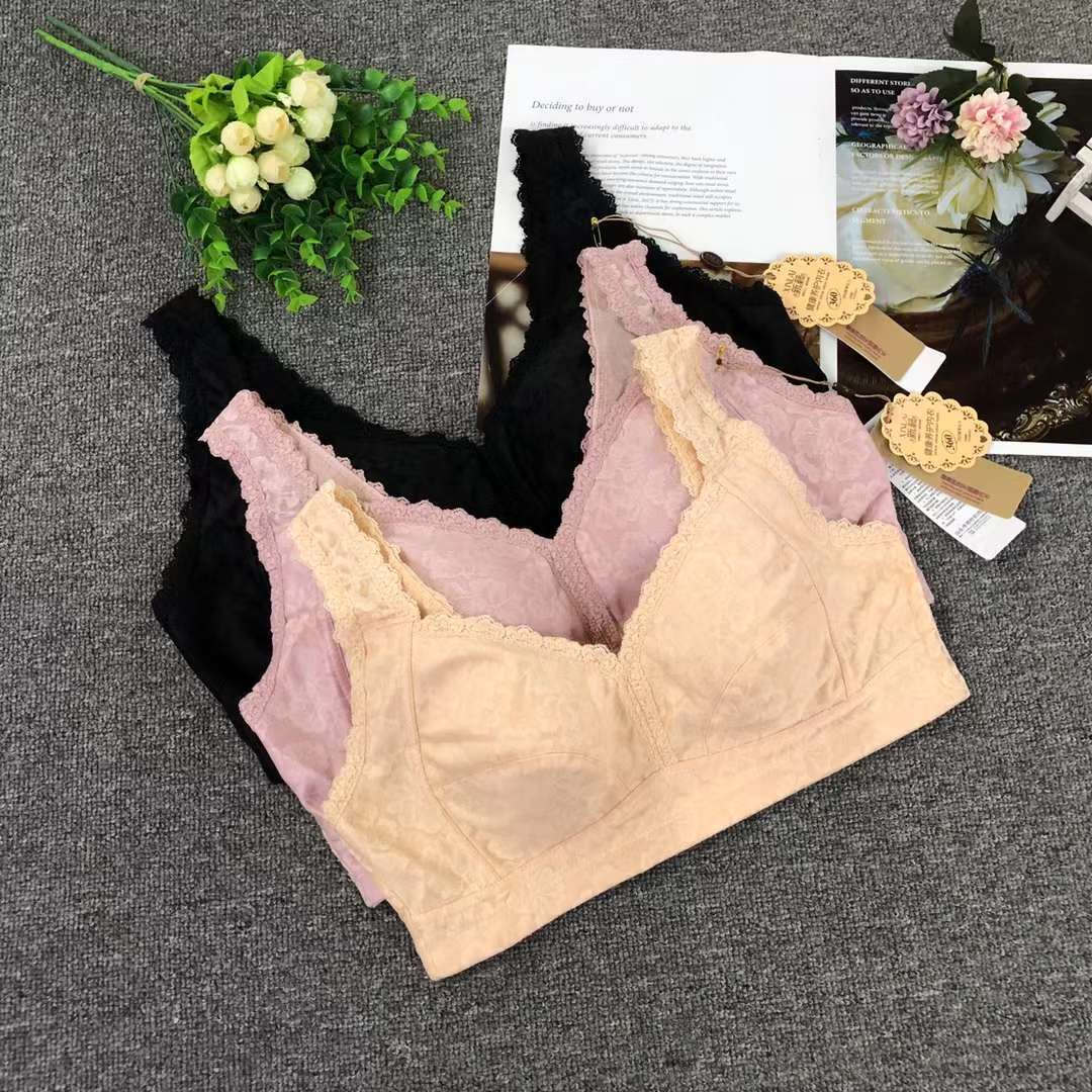 Nuevo sujetador inalámbrico de moda encaje jacquard transpirable cómodo clásico cinco breasted ropa interior mujeres al por mayor
