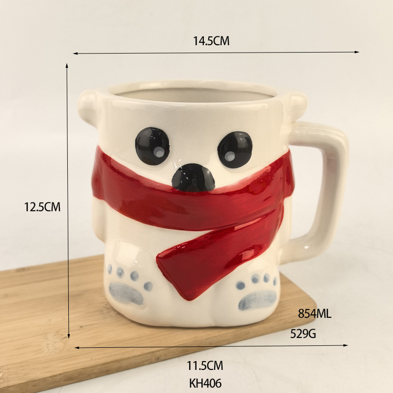 Coca-Cola cerámica de dibujos animados Bear blanco taza de alta belleza hogar taza de agua de gran capacidad taza de oficina menú