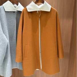 立领双面羊绒大衣女长款25秋冬新款摆式手缝羊毛大衣外套按扣