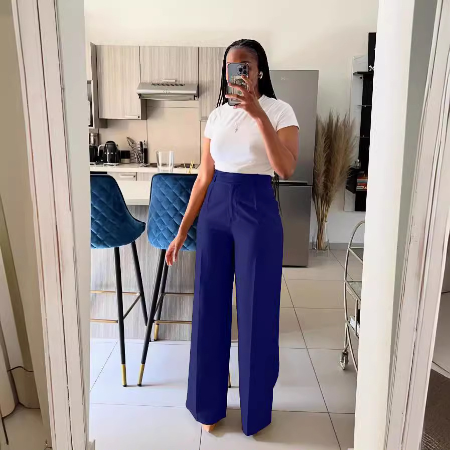 Women's Clothing Y6012 new clothing high waisted straight wide leg casual trousers spring, autumn and winter ready stock_voghion.com