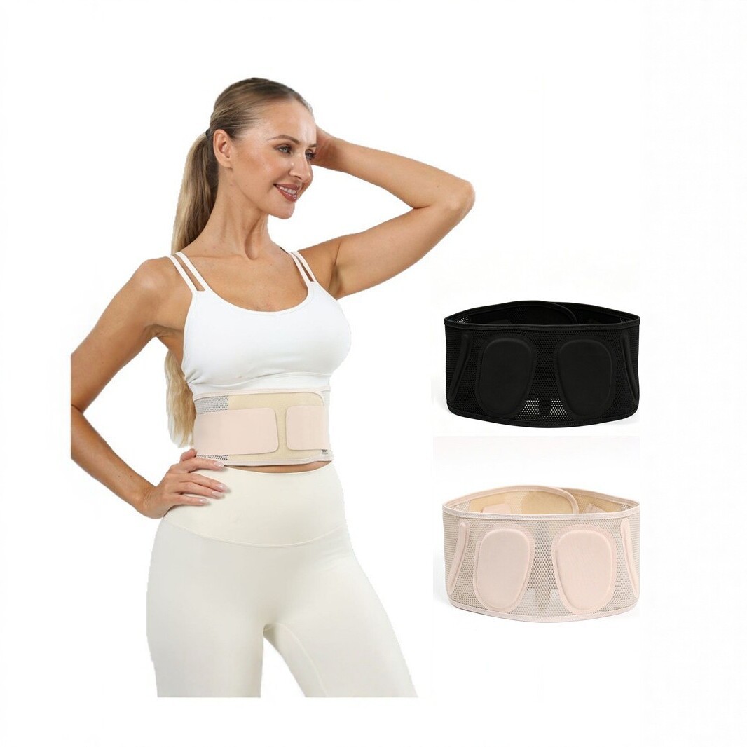 Breathable mesh waist support belt for sports and fitness, postpartum abdominal compression belt with adjustable hook-and-loop fastener, and flyknit waist cincher