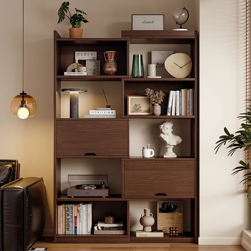 Estante de libros de pasillo de madera sólida estante de libros retráctil armario de almacenamiento integrado estante de pared estante de libros de extremo de pasillo doméstico