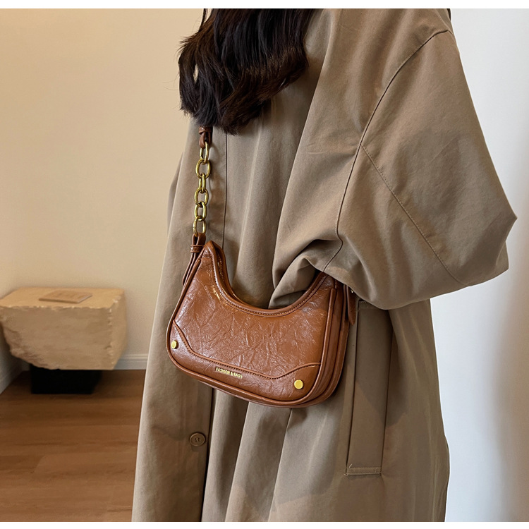 Stylish Crackle Pattern Women's Shoulder Bag With Chain Strap_voghion.com