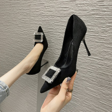 868-158一件代发超高时尚细跟女高跟鞋2023冬季新款浅口细跟单鞋