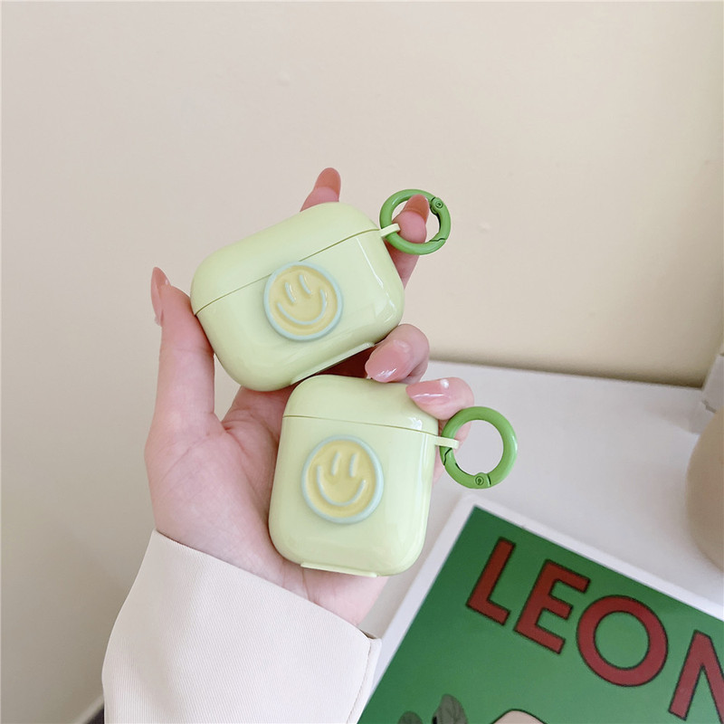 Applicable to Apple AirPods 1/2 generation Bluetooth headset protective cover Apple pro3 headset shell summer green smiley face Applicable to Apple AirPods 1/2 generation Bluetooth headset protective cover Apple pro3 headset shell summer green smiley face