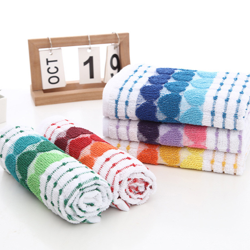 Cross-border export polyester cotton small towel cross-woven peach heart tea towel kitchen towel tea cloth jacquard cleaning towel foreign trade export