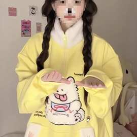 日系可爱萌宅系学生秋冬开衫卫衣女长袖外套学生软妹亚文化上衣潮