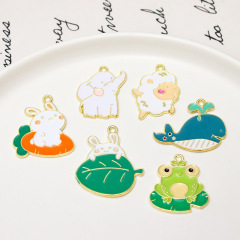 DIY Oil Alloy Jewelry Accessories Carrot Rabbit Frog Whale Cartoon Animal Bracelet Charms Pendant