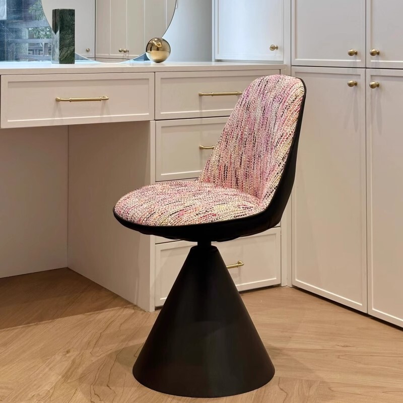Italian-Style Minimalist Dining Chair with Backrest, Rotatable Makeup Stool, Bedroom Vanity Chair, Study Desk Chair, Swivel Stool