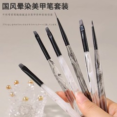 6本のアクリル爪ペンセットの四角い頭の色絵ペン万能ネイルアートペン
